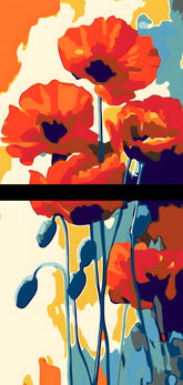 Malen nach Zahlen Aquarell Mohn Blumen 2-teilig