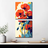 Malen nach Zahlen Aquarell Mohn Blumen 2-teilig