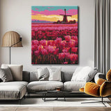Malen nach Zahlen Niederlande Holland Tulpen Windmühle