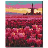 Malen nach Zahlen Niederlande Holland Tulpen Windmühle