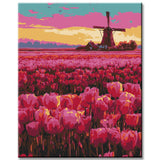 Malen nach Zahlen Niederlande Holland Tulpen Windmühle