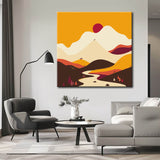 Malen nach Zahlen Kunst Sonne über Berg