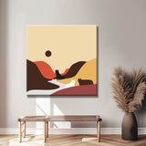 Malen nach Zahlen Kunst Hügel am Fluß in Katzenoptik