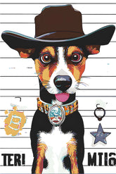 Malen nach Zahlen Kunst Verbrecherhund mit Cowboyhut