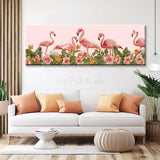 Malen nach Zahlen Kunst Tier Flamingos auf der Wiese