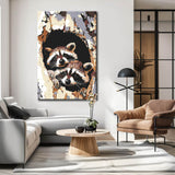 Malen nach Zahlen Kunst Tier Waschbären gucken aus Baumloch