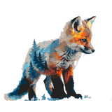 Malen nach Zahlen Kunst Tier Baby Fuchs mit vereistem Körper und Bäumen