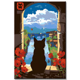 Malen nach Zahlen Katze Kunstbild Landschaft