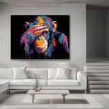 Malen nach Zahlen Bunter Affe hält seine Hand auf dem Kopf