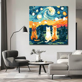 Malen nach Zahlen Fünf Katzen unter buntem Himmel