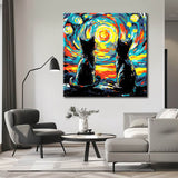 Malen nach Zahlen Zwei Katzen unter bunten Himmel