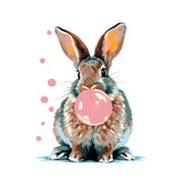 Malen nach Zahlen Kunst Tier Hase macht mit Kaugummi eine Blase