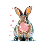 Malen nach Zahlen Kunst Tier Hase macht mit Kaugummi eine Blase