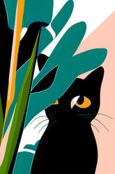 Malen nach Zahlen Schwarze Katze hinter Pflanzen