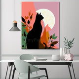 Malen nach Zahlen Katzen bei Nacht Kunst