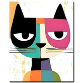 Malen nach Zahlen Buntes Katzengesicht Kunstbild