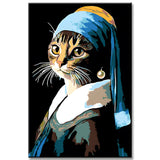Malen nach Zahlen Vermeer Kunst Katze mit Perlenohrring