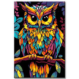 Malen nach Zahlen Vogel Uhu Portrait farbig