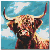 Malen nach Zahlen Highland Hochland Rind Portraitbild