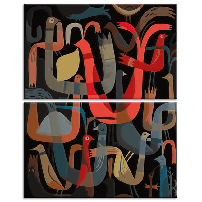Malen nach Zahlen Abstrakte Kunst von Vögel 2-teilig Versand aus DE