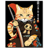 Malen nach Zahlen Asia Kunst Katzen Samurai
