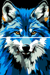 Malen nach Zahlen Blauer Fuchs Tier Kunst 2-teilig