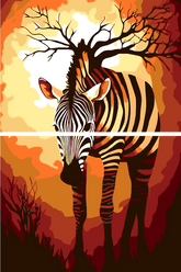 Malen nach Zahlen Grafik Tier Kunst Zebra 2-teilig