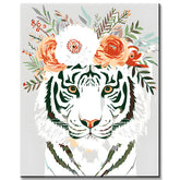 Malen nach Zahlen Weißer Tiger mit Blumenschmuck