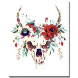 Malen nach Zahlen Totenkopf mit Blumenschmuck