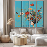 Malen nach Zahlen Abstrakte Kunst Blumengesteck auf Porträtkopf 4-teilig