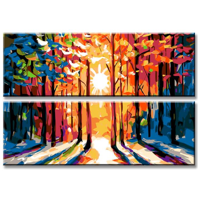 Malen nach Zahlen Panorama Sonnenlichtung 2-teilig