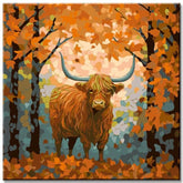 Hochlandrind im magischen Wald - Malen nach Zahlen