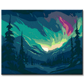 Malen nach Zahlen Aurora Bergpanorama