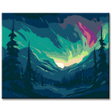 Malen nach Zahlen Aurora Bergpanorama
