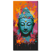 Malen nach Zahlen: Buddha mit farbigen Hintergrund
