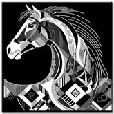 Elegante Schwarz-Weiß-Grafik - Malen nach Zahlen Pferd