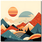 Malen nach Zahlen Poster mit Bergen und einem Sonnenuntergang