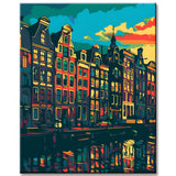 Stadtansicht Amsterdam - Malen nach Zahlen