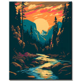 Fluss im Yosemite Malen nach Zahlen