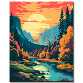 Malerische Seenlandschaft Yosemite - Malen nach Zahlen