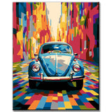 Exklusive Pop-Art LeinwandKunst Ausdrucksstarke Automobil-WandBilder, 4-teilig