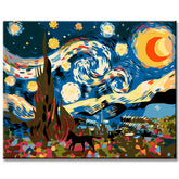 Malen nach Zahlen: Sternen Mondnacht