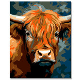 Highland Cattle im Picasso-Stil  Malen nach Zahlen
