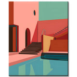 Malen nach Zahlen Moderne Kunst Farbiges Haus mit Pool