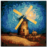 Van Gogh Inspirierte Blühende Windmühle - Malen nach Zahlen