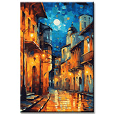 Altstadt Italien bei Nacht Malen nach Zahlen