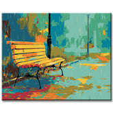 Malen nach Zahlen Bilder Bank im Regen