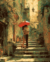 Malen nach Zahlen Bilder liebesPaar auf treppe