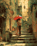 Malen nach Zahlen Bilder liebesPaar auf treppe