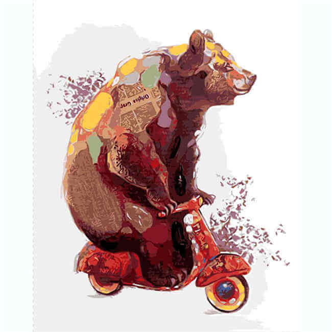 Malen nach Zahlen Rollerbär